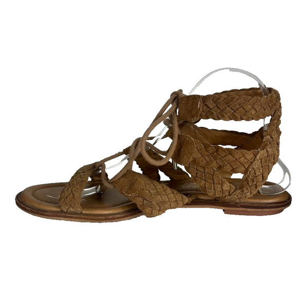 Arturo Chiang Sandals Womens 10M Brown Braided Suede Gladiator Cassie Lace-Up - Picture 2 of 10